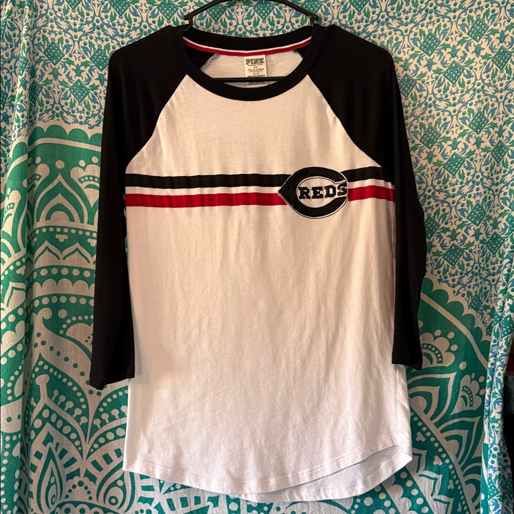 PINK Victoria's Secret Black and White Big Red Machine Tee